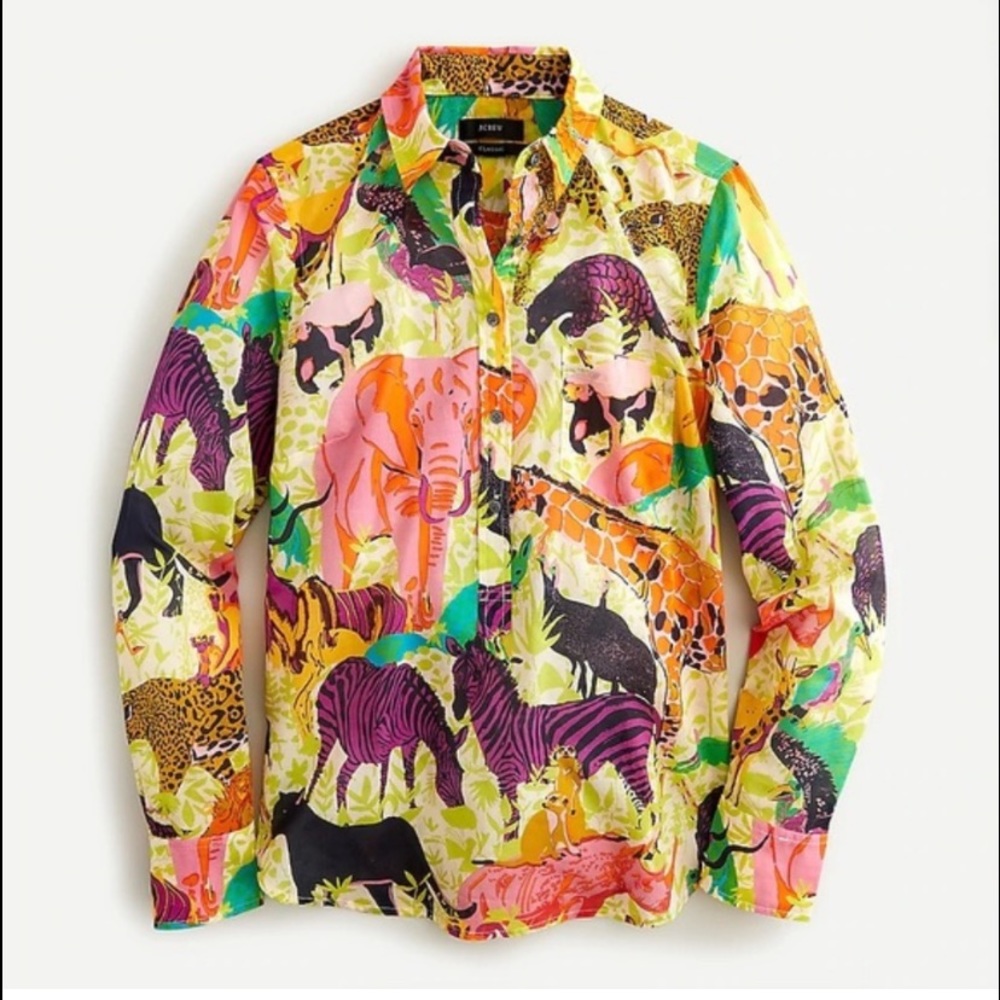 J Crew Popover Shirt Safari Ratti NWT Size 2